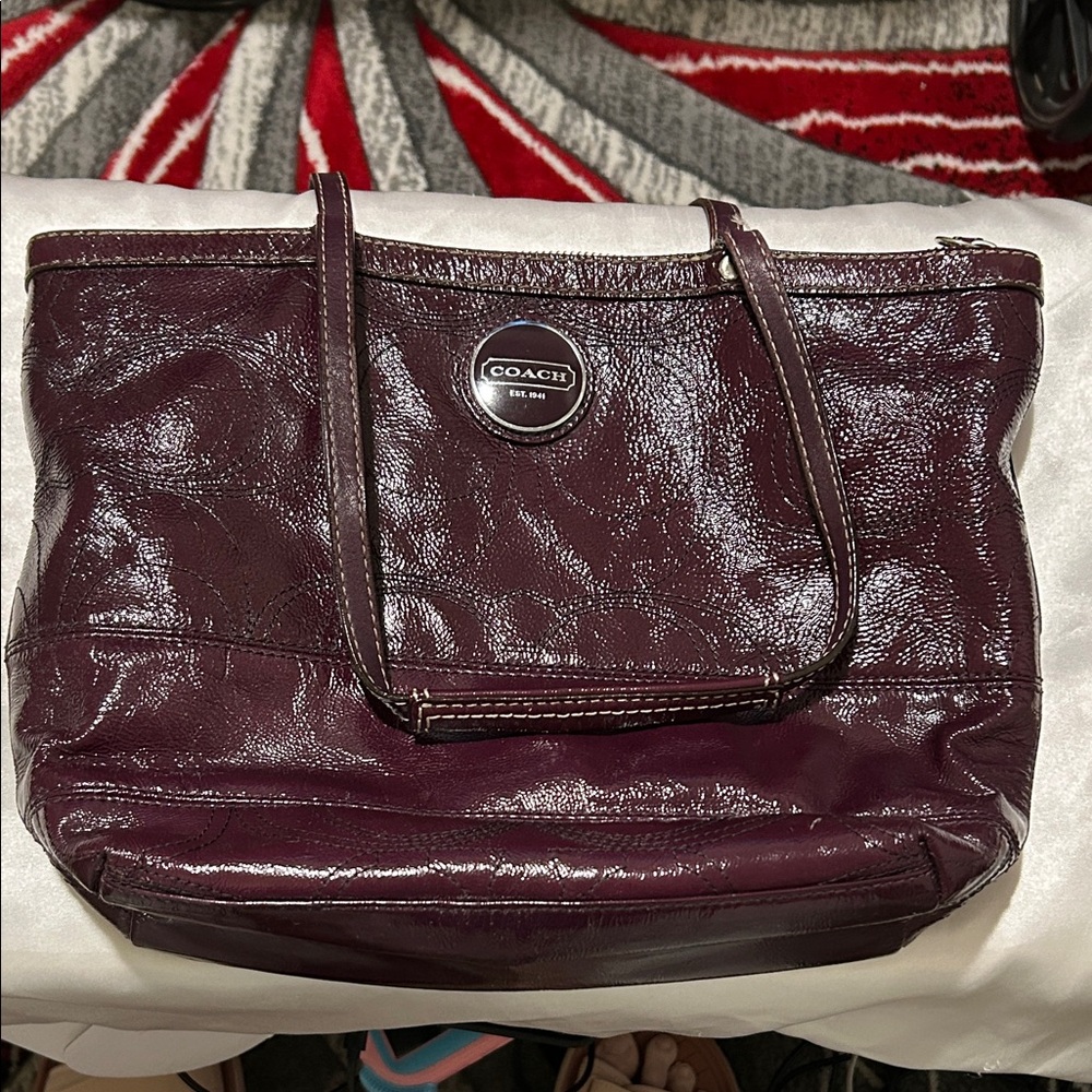 Coach Deep Eggplant Leather Tote 2010